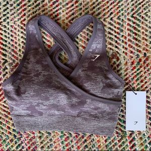 GYMSHARK Purple Camo Seamless Sports Bra